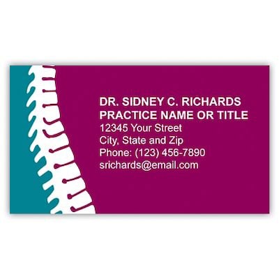 Medical Arts Press(r) Chiropractic Business Card Magnets; Turquois/Burgundy Spine