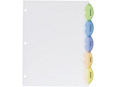 Avery Style Edge Plastic 5 Tab Dividers, Assorted, Set (11200)