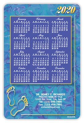 Calendar Magnets; 4x6&quot;, Gold Footprints