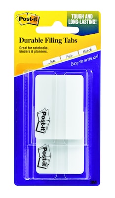 Post-it(r) Durable Filing Tabs; 2", White