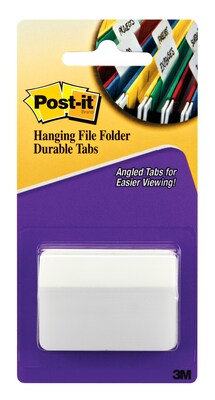 Post-it(r)  2" Angled Durable Tabs, White, 50 Tabs/Pack