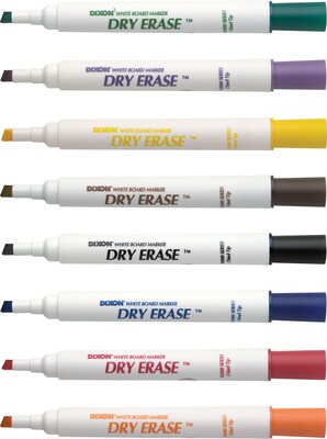 Dixon Ticonderoga Chisel Point Dry-Erase Marker, Assorted, 8/Pack