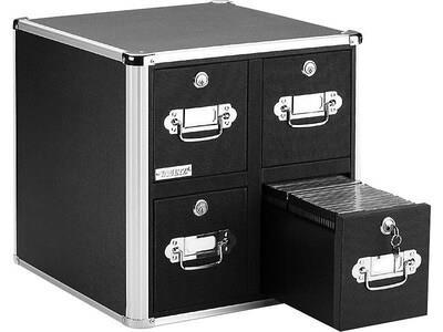 Vaultz Four Drawer Storage Box for CDs, Black (VZ01049)