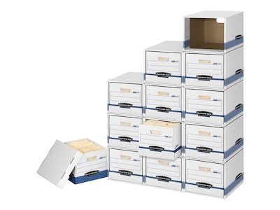 Bankers Box File/Cube Quick Set-Up Box Shells, Letter/Legal Size, White/Blue, 6/Carton (0162601)