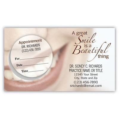 Medical Arts Press(r) Dual-Imprint Peel-Off Sticker Appointment Cards; Smile Beautiful