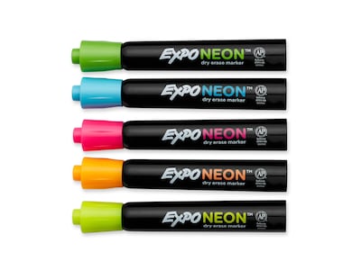 Expo Neon Dry Erase Markers, Bullet Point, Assorted, 5/Pack (1752226)