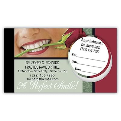 Medical Arts Press(r) Dual-Imprint Peel-Off Sticker Appointment Cards; Perfect Smile