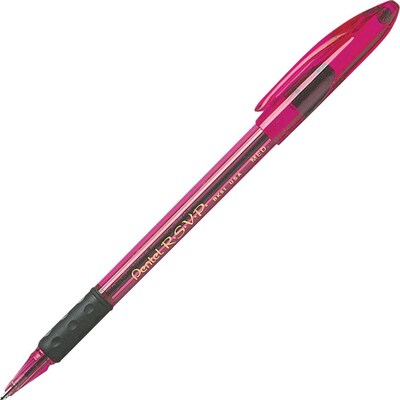 Pentel R.S.V.P.(r) Razzle-Dazzle(tm) Pink Ribbon Ballpoint Pens, Medium Point, Black, 5/Pack