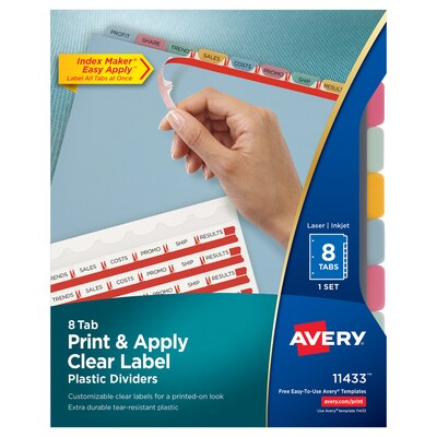 Avery IndexMaker 8 Tab Dividers, Translucent Assorted, Set (11433)