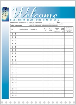 Medical Arts Press(r) Designer Privacy Sign-In Sheets,  Blue Eye Chart