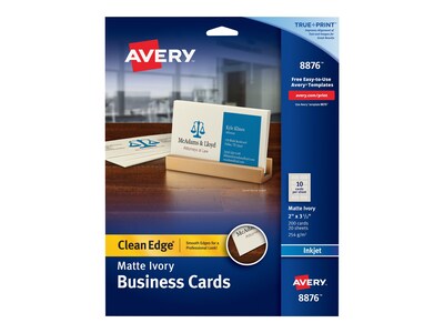 Avery Clean Edge Business Cards, 3.5&quot; x 2&quot;, Matte, Ivory, 200/Pack (8876)