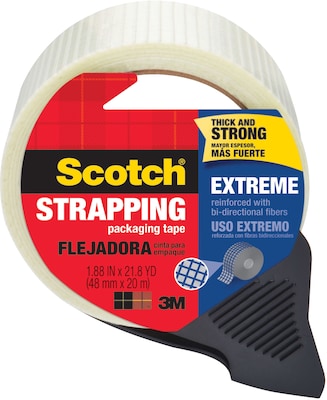 Scotch(r) Extreme Shipping Strapping Tape with Dispenser, 1.88"W x 21.8 Yards, Translucent (8959-RD)