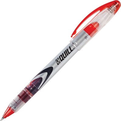 Quill Brand(r) Rollerball Pens, Fine Point (0.5mm), Red, Dozen (32185-QL)