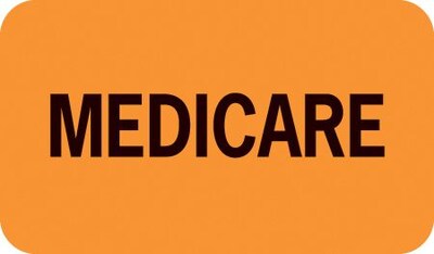 Insurance Chart File Medical Labels, Medicare, Fluorescent Orange, 7/8x1-1/2", 500