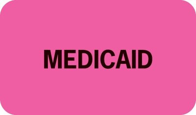 Insurance Chart File Medical Labels, Medicaid, Fluorescent Pink, 7/8x1-1/2&quot;, 500 Labels