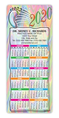Magnet Strip Back Podiatry Easy Hang Promotional Calendars; Multicolor Foot