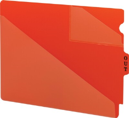 Smead(r) End-Tab Poly Out Guides, 2 Pocket Style, Center Position Tab, Extra Wide Letter, Red, 50/Bx (61960)