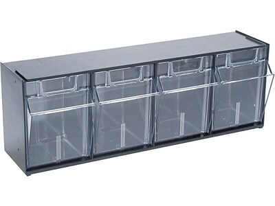 Deflect-O Interlocking Tilt Bin Metal Compartment Storage, Black/Transparent (20404OP)
