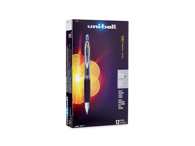 uni-ball 207 Retractable Gel Pens, Micro Point, Blue Ink, 12/Pack (61256)