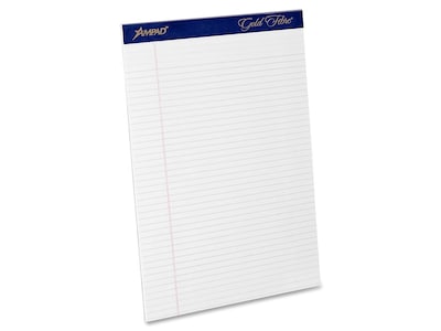 Ampad Gold Fibre Notepads, 8.5" x 11.75", Narrow Ruled, White, 50 Sheets/Pad, 12 Pads/Pack (TOP 20-072)