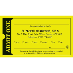 Medical Arts Press(r) Full-Color Appointment Cards; Admit One, Fluorescent Yellow