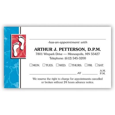 Medical Arts Press(r) Podiatry Full-Color Appointment Cards; Footprint, Marble