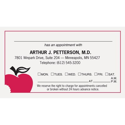 Medical Arts Press(r) 2-Color Medical Appointment Cards; Apple