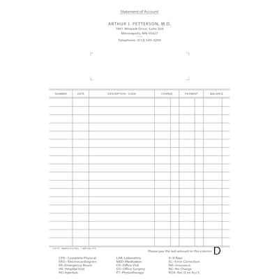 Medical Arts Press Pegboard Account Cards; 110 lb. Index, Format 110