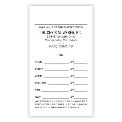 White Layout D Laid Finish Appointment Cards