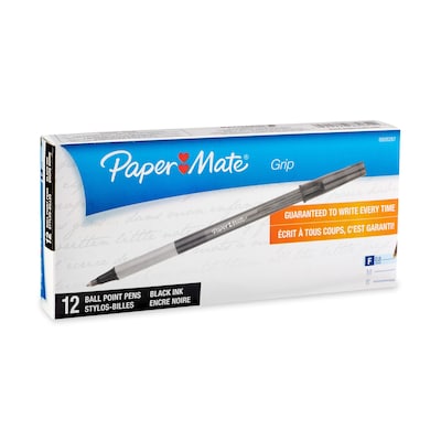 Paper Mate(r) Write Bros. Grip(tm) Ballpoint Pens, Fine Point, Black