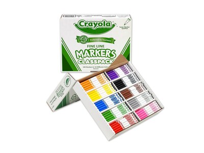Crayola Washable Markers, Fine, Assorted Colors, 200/Pack (58-8210)