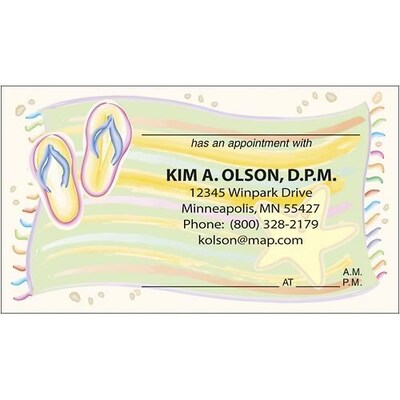Medical Arts Press(r) Podiatry Full-Color Appointment Cards; Beach Towel