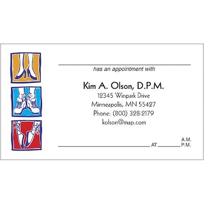 Medical Arts Press(r) Podiatry Full-Color Appointment Cards; Feet
