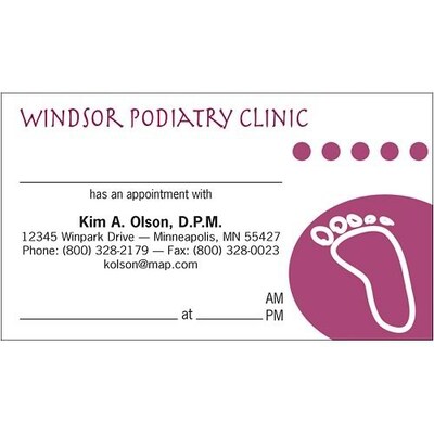 Medical Arts Press(r) Color Choice Podiatry Appointment Cards; Foot