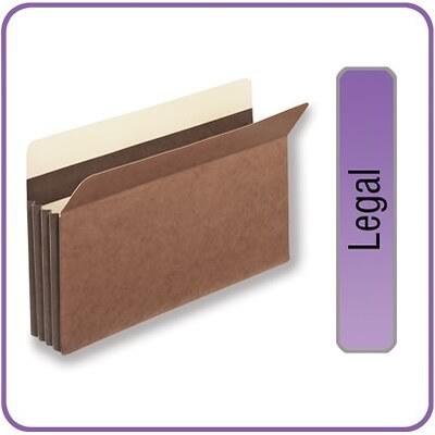 Quill Brand(r) Heavy-Duty Reinforced Expanding File Pockets, 3-1/2&quot; Expansion, Legal, 25/Bx (7C1526)